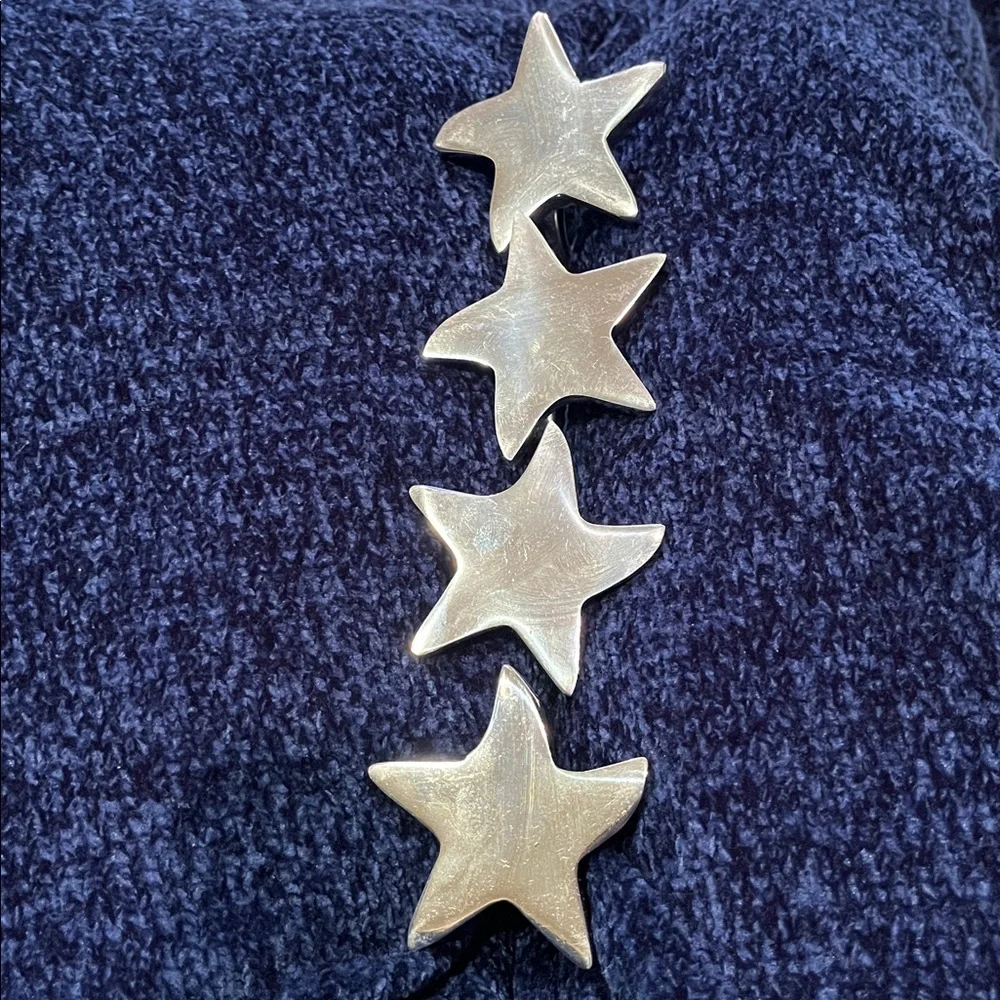 Set of 4 Pottery Barn Silver Tone Star Napkin Rings thick metal heavy duty VGUC